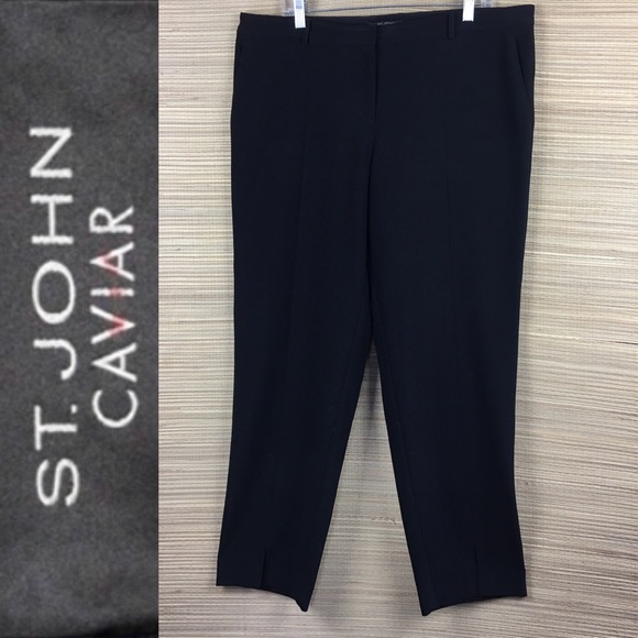 ST. JOHN Caviar Jennifer Black Ankle Slit … - Picture 2 of 7